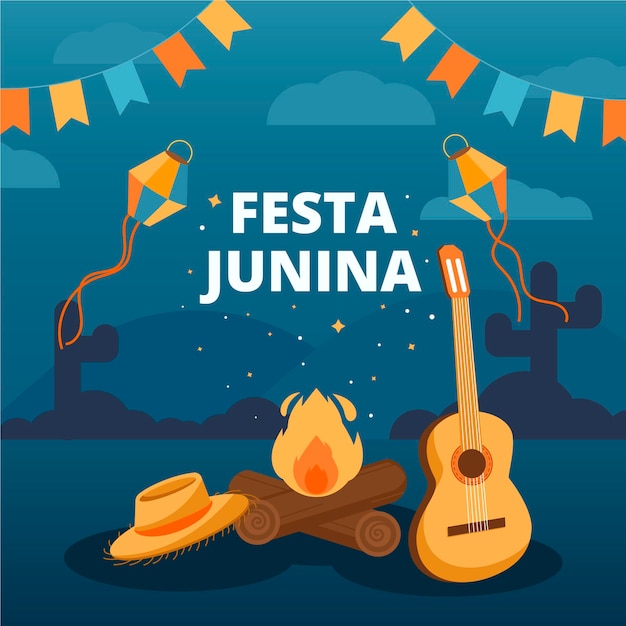 Vector flat festa junina illustration