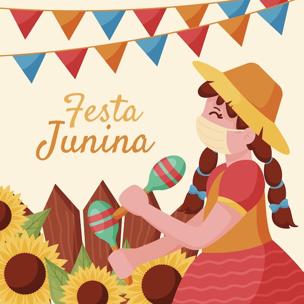 Vector flat festa junina illustration