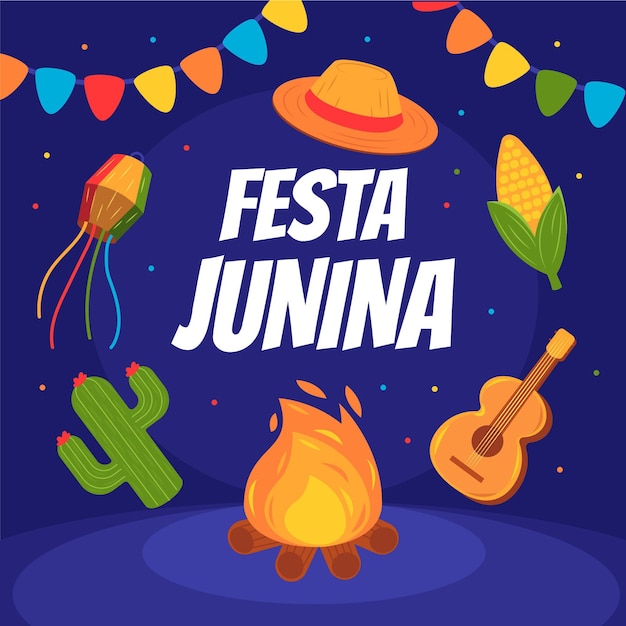 Vettore illustrazione di festa junina piatta