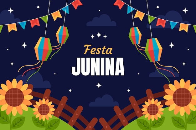 Vettore sfondo piatto festas juninas