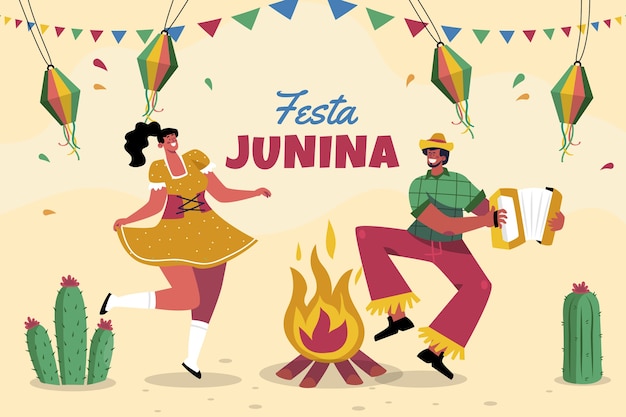 Вектор Плоский фон festas juninas