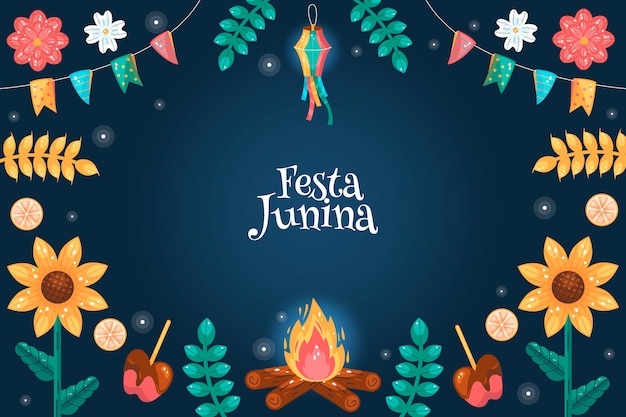 Vector flat festas juninas background