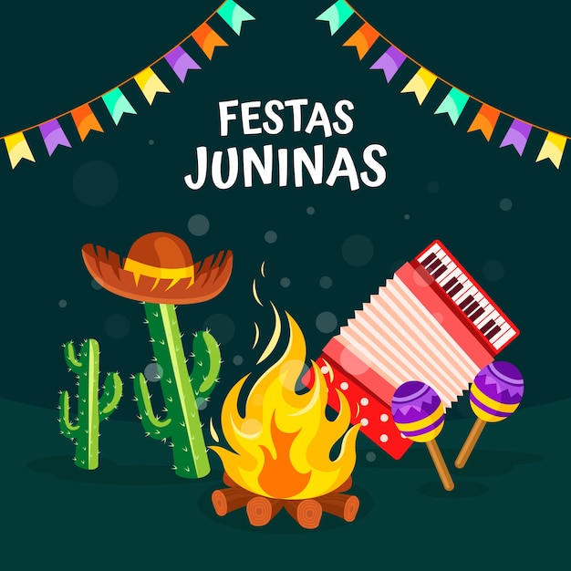 Vector flat festas juninas illustration