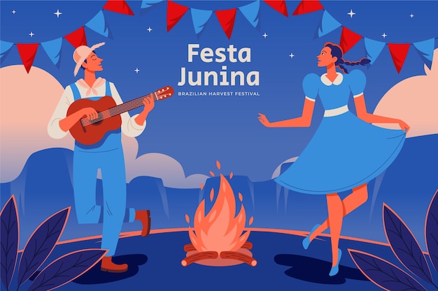 Vector flat festas juninas illustration