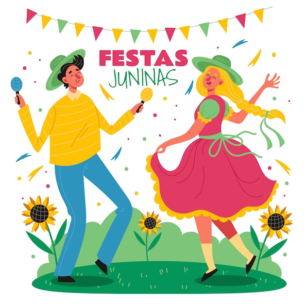 Плоская иллюстрация festas juninas