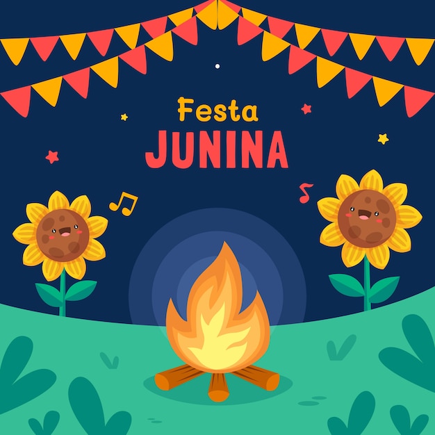 Flat festas juninas illustration