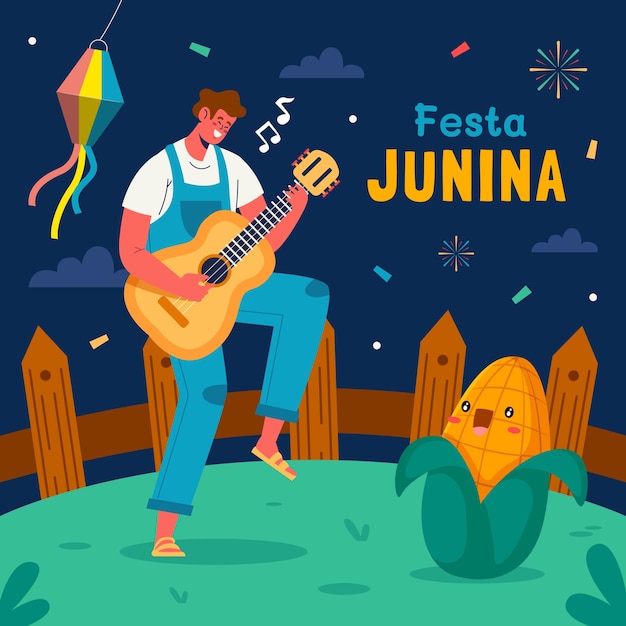 Flat festas juninas illustration
