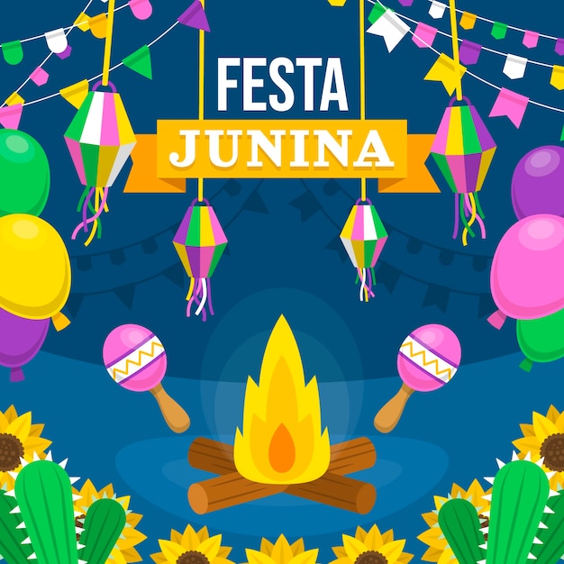 Flat festas juninas illustration