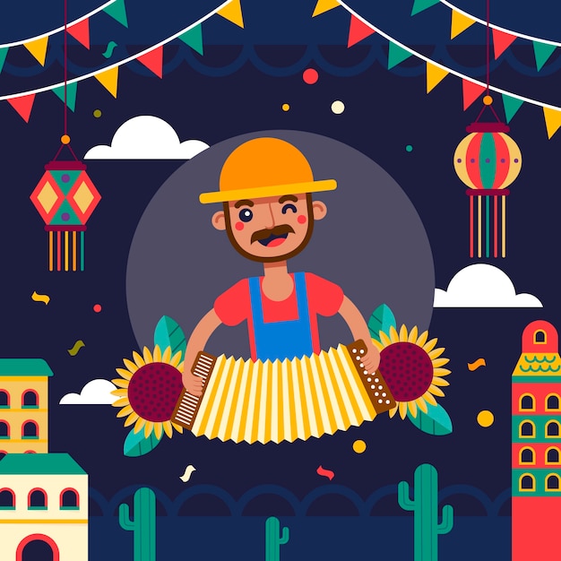 Vector flat festas juninas illustration