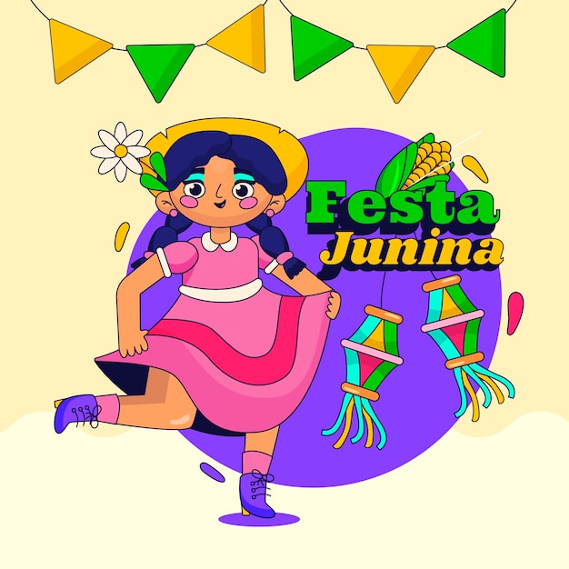 Flat festas juninas illustration