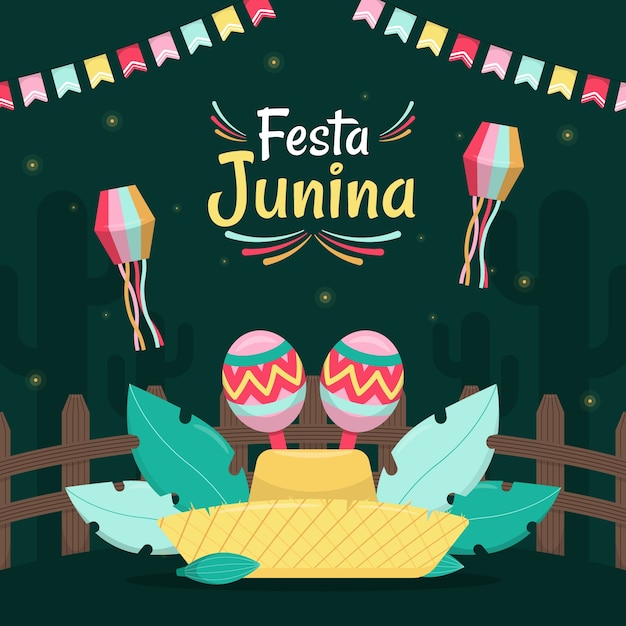 Vector flat festas juninas illustration