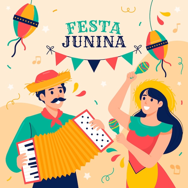 Плоская иллюстрация festas juninas