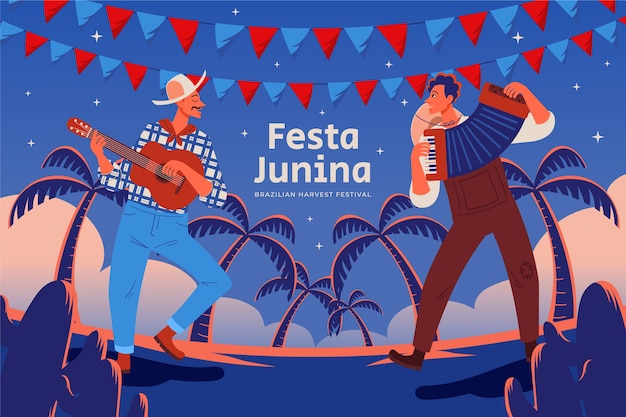 Vector flat festas juninas illustration