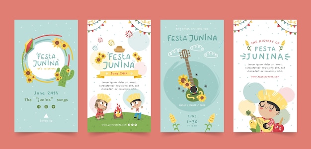 Flat festas juninas 인스타그램 스토리 컬렉션