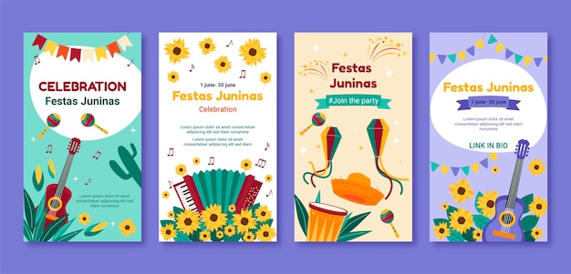 Flat festas juninas instagram stories collection