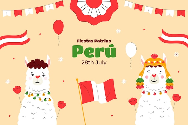 Vector flat fiestas patrias de peru background