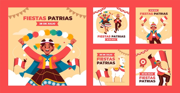 Flat fiestas patrias peru instagram posts collectie