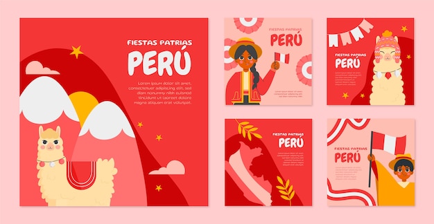 Вектор flat fiestas patrias peru instagram посты коллекция