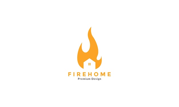 집 모양 로고 디자인 벡터 아이콘 기호 그래픽 일러스트와 함께 뜨거운 플랫 화재