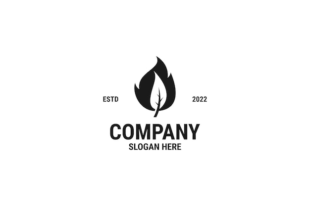 Flat fire leaf logo design vector illustration idea