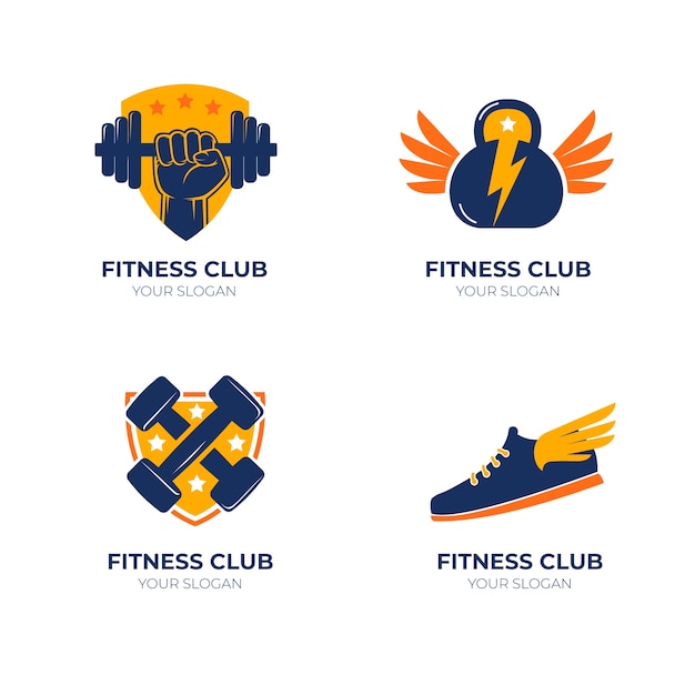 Flat fitness logo template