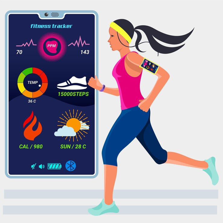 Vector flat fitness trackers concept