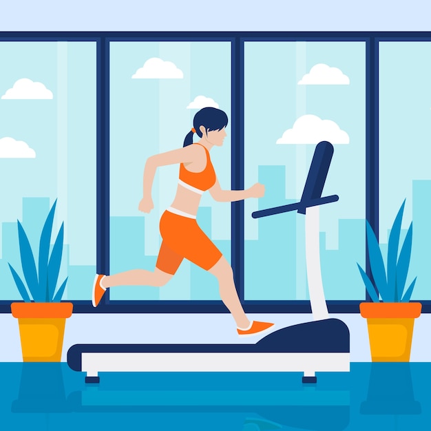 Flat fitness vrouw illustratie
