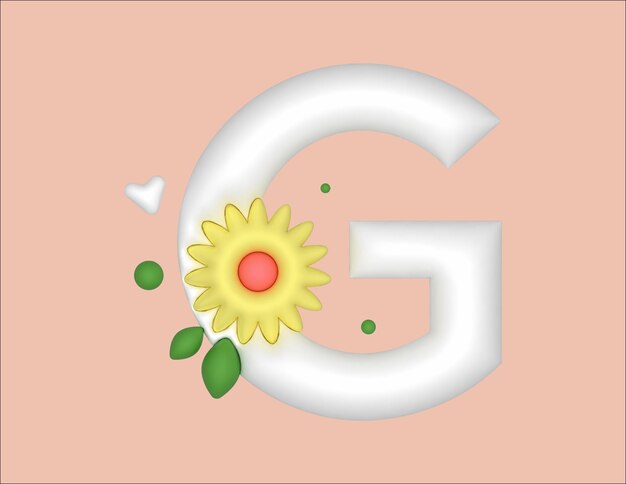 flat floral 3d G letter