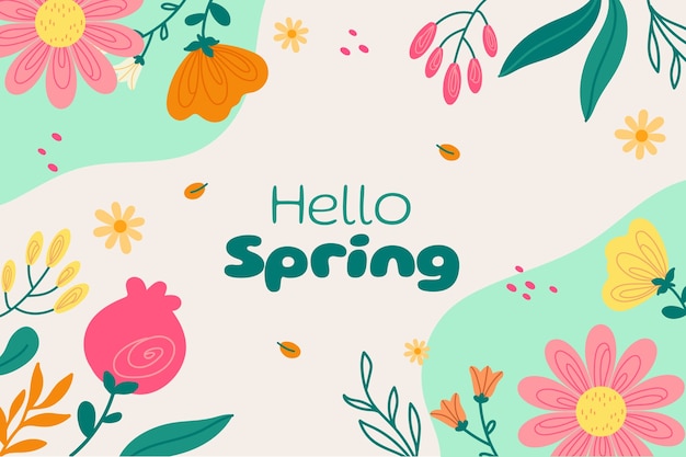 Vector flat floral background for spring