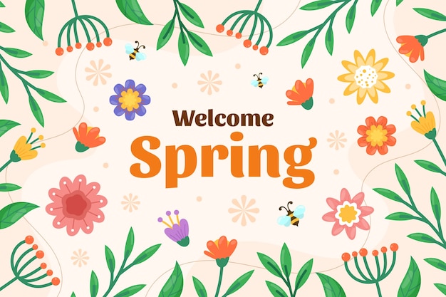 Vector flat floral background for spring