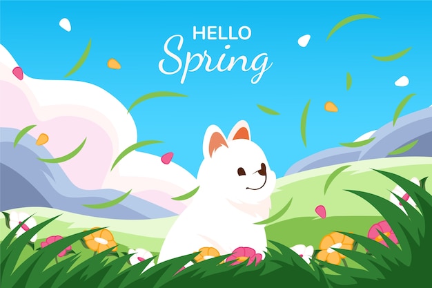 Vector flat floral background for spring