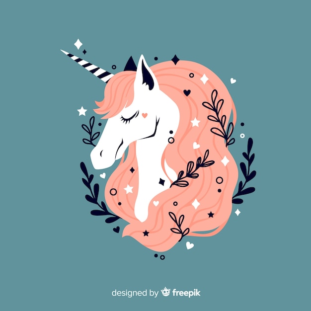 Flat floral cute unicorn background