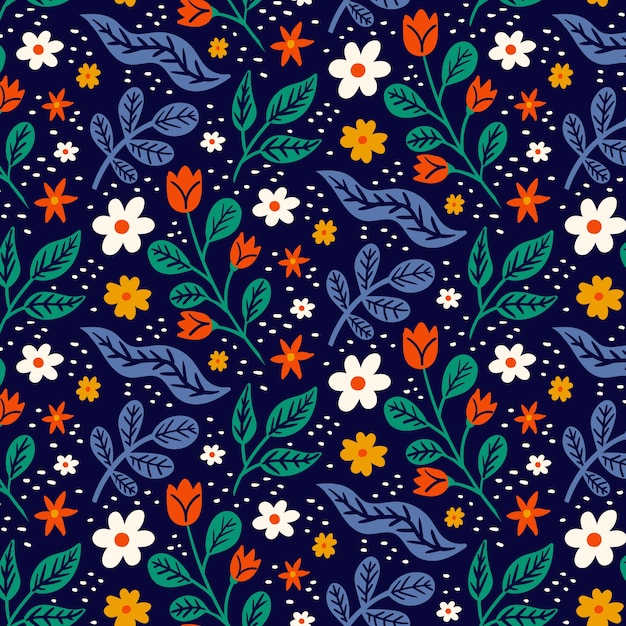 Vector flat floral pattern design