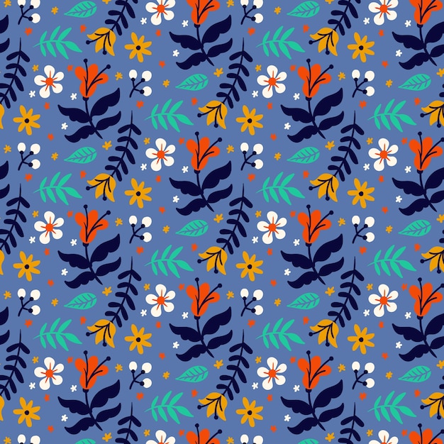 Vector flat floral pattern design