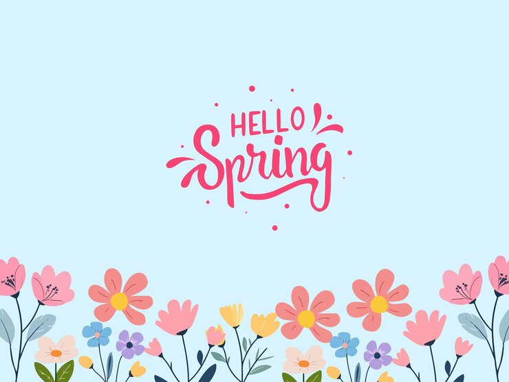 Vector flat floral spring background