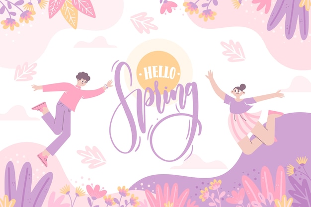 Vector flat floral spring background