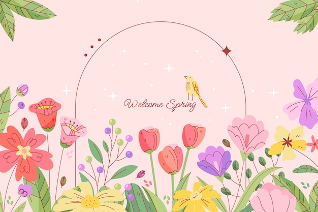 Vector flat floral spring background