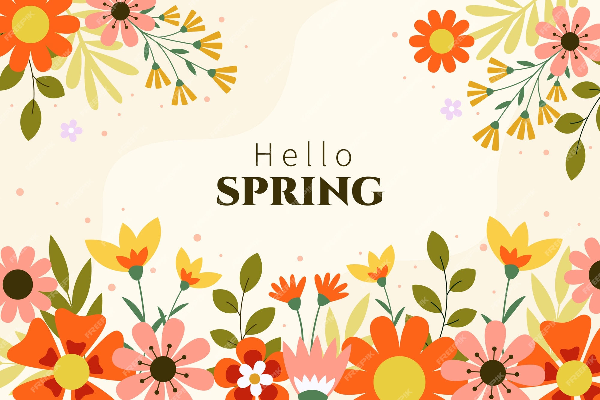 Premium Vector | Flat floral spring background