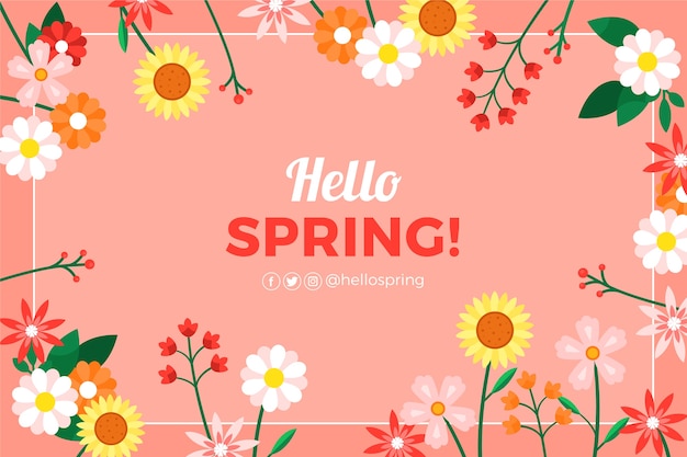 Vector flat floral spring background