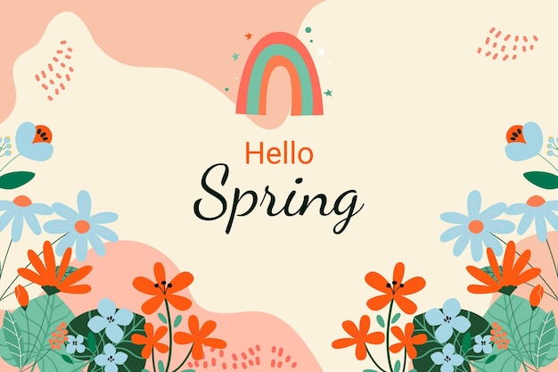 Vector flat floral spring background