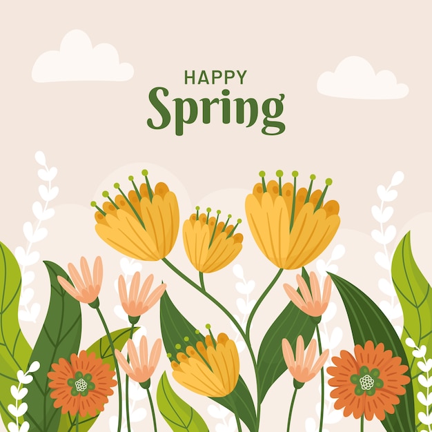 Flat floral spring illustration