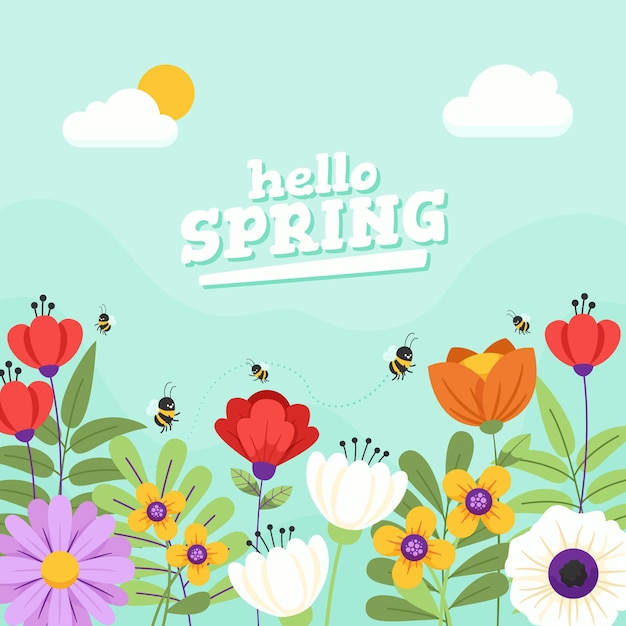 Flat floral spring illustration