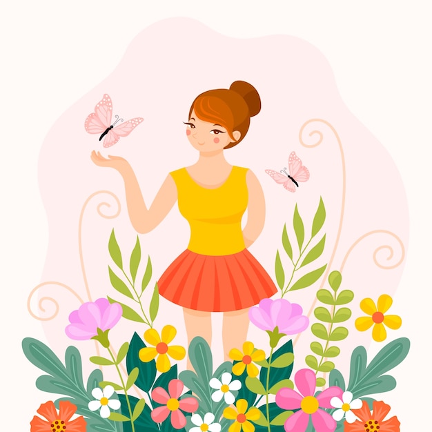 Vector flat floral spring illustration