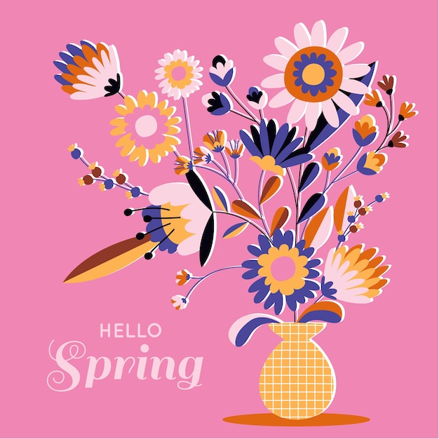 Vector flat floral spring illustration