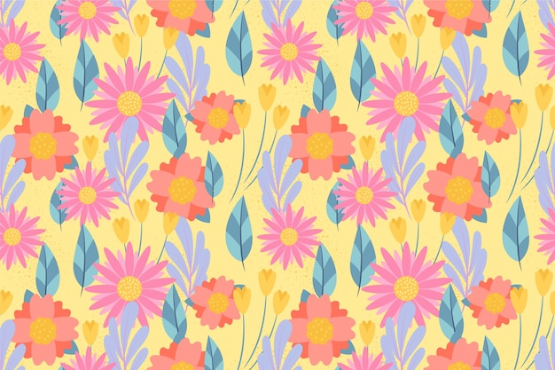 Vector flat floral spring pattern design