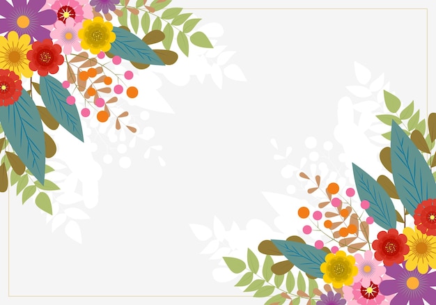 Vector flat flower frame banner background. vector illustration. abstract background.