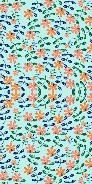 Flat flower seamless pattern