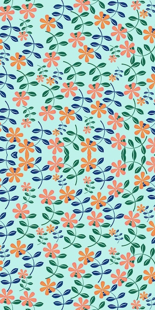 Flat flower seamless pattern