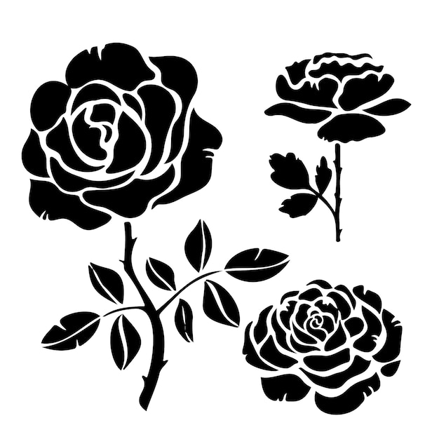 Vector flat flower silhouettes collection