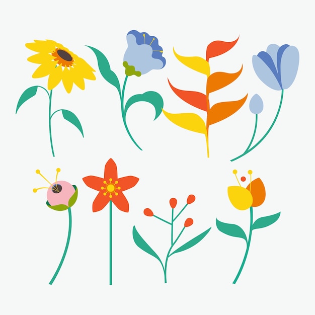 Vector flat flowers collection